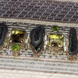 Onyx Agate, Citrine, and Peridot 925 Bracelet
